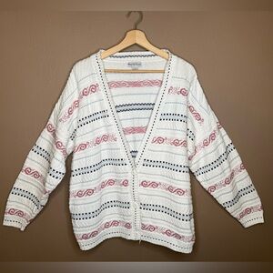 Women's Vintage Whitney Lane 100% Cotton Cardigan Size 22W Grandmacore Whimsy